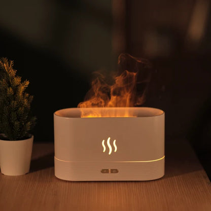 Air Humidifier, Ultrasonic Cool Mist Maker, Fogger, LED Essential Oil Flame Lamp Diffuser